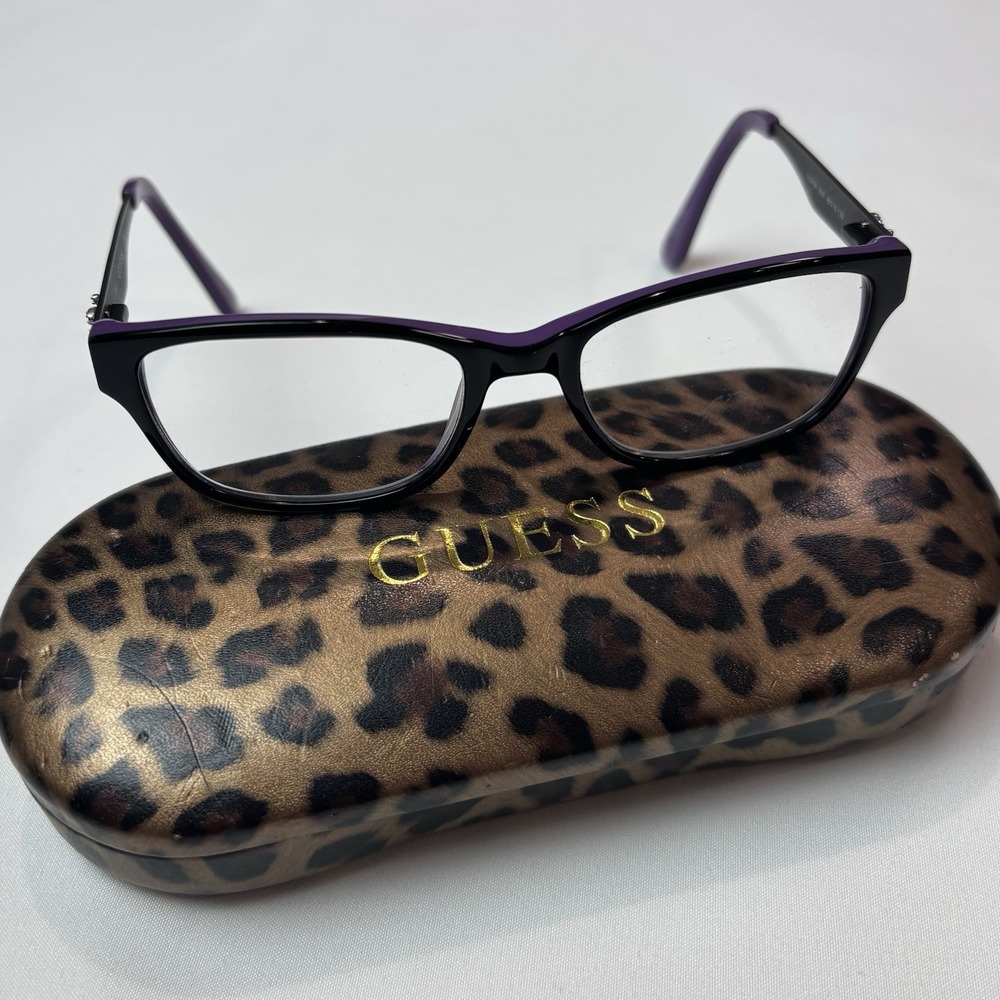 Guess Kids Eyeglasses Frame GU9094 BLK Black Purple Rectangle Full Rim 48-16-130